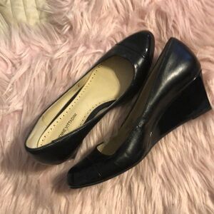 Black dressy wedge gently worn size 8.5